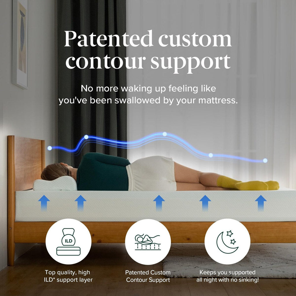 Matelas en mousse à mémoire de forme au thé vert 6 pouces, sans fibre de verre, support breveté sur mesure, base en mousse robuste, lit-en-boîte, très grand lit