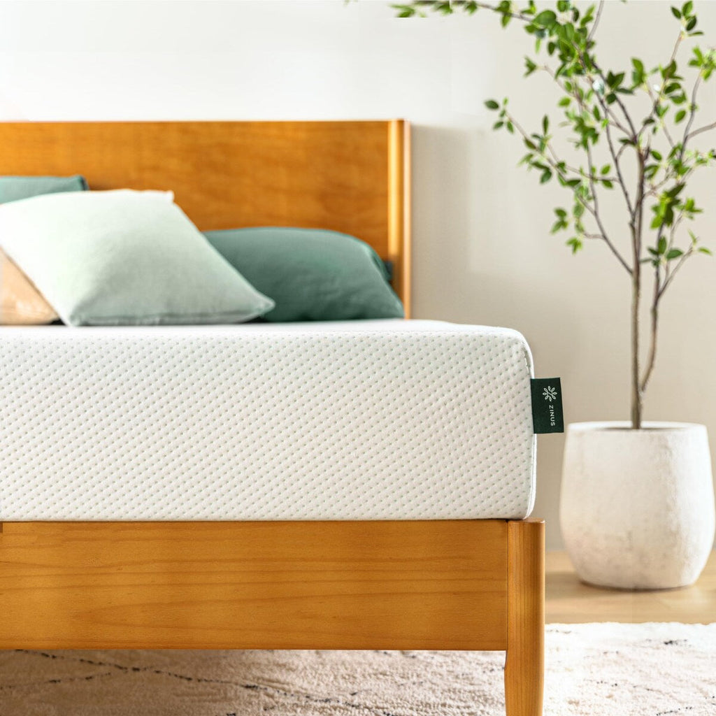 Matelas en mousse à mémoire de forme au thé vert 6 pouces, sans fibre de verre, support breveté sur mesure, base en mousse robuste, lit-en-boîte, très grand lit