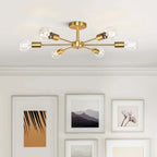 Plafonnier semi-encastré linéaire Sputnik à 6 lampes, design industriel moderne et à intensité variable