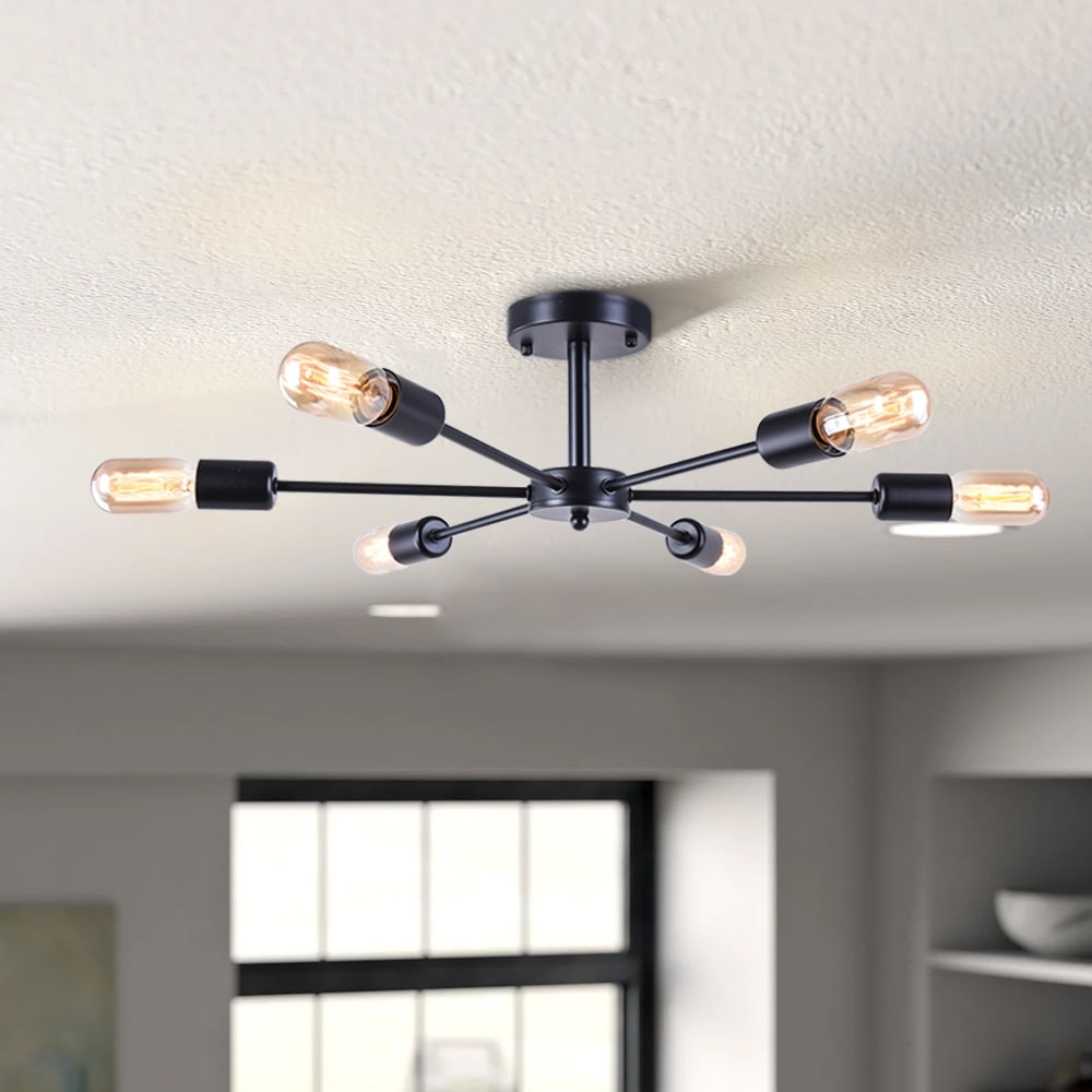 Plafonnier semi-encastré linéaire Sputnik à 6 lampes, design industriel moderne et à intensité variable