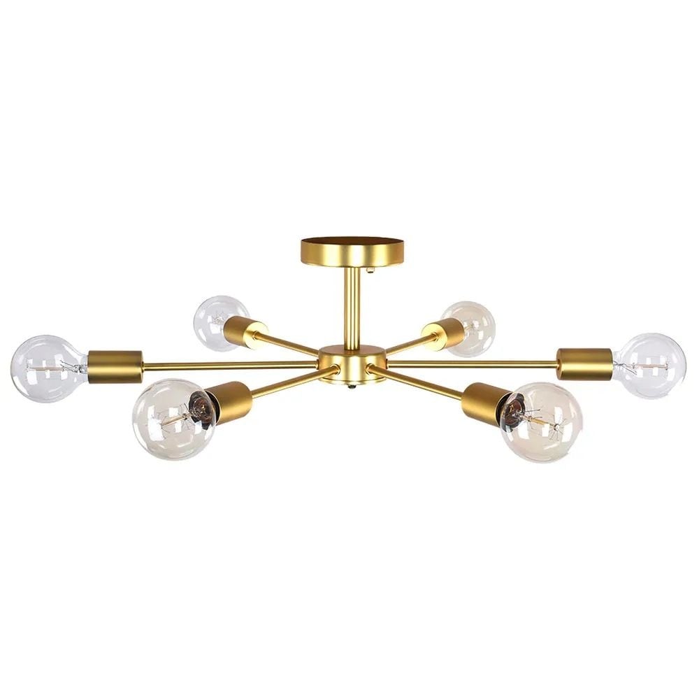 Plafonnier semi-encastré linéaire Sputnik à 6 lampes, design industriel moderne et à intensité variable