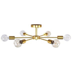 Plafonnier semi-encastré linéaire Sputnik à 6 lampes, design industriel moderne et à intensité variable