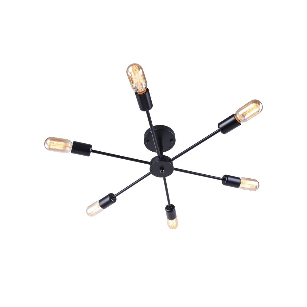 Plafonnier semi-encastré linéaire Sputnik à 6 lampes, design industriel moderne et à intensité variable