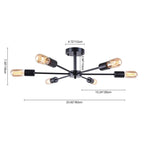 Plafonnier semi-encastré linéaire Sputnik à 6 lampes, design industriel moderne et à intensité variable