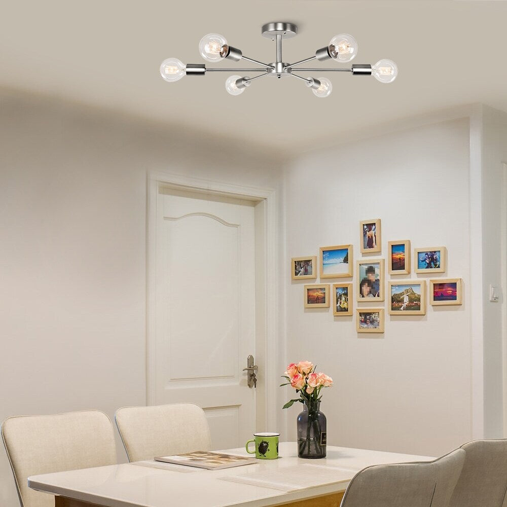 Plafonnier semi-encastré linéaire Sputnik à 6 lampes, design industriel moderne et à intensité variable