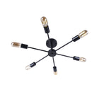 Plafonnier semi-encastré linéaire Sputnik à 6 lampes, design industriel moderne et à intensité variable
