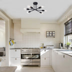 Plafonnier semi-encastré moderne industriel linéaire à 6 lumières en forme de branche Spoutnik