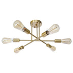 Plafonnier semi-encastré moderne industriel linéaire à 6 lumières en forme de branche Spoutnik