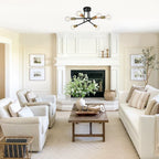 Plafonnier semi-encastré moderne industriel linéaire à 6 lumières en forme de branche Spoutnik