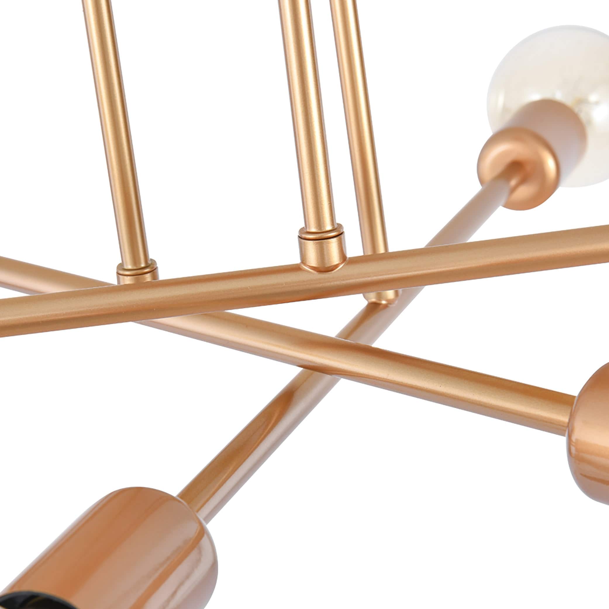 Plafonnier semi-encastré moderne industriel linéaire à 6 lumières en forme de branche Spoutnik