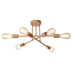 Plafonnier semi-encastré moderne industriel linéaire à 6 lumières en forme de branche Spoutnik