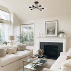 Plafonnier semi-encastré moderne industriel linéaire à 6 lumières en forme de branche Spoutnik