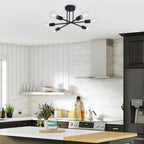 Plafonnier semi-encastré moderne industriel linéaire à 6 lumières en forme de branche Spoutnik