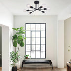 Plafonnier semi-encastré moderne industriel linéaire à 6 lumières en forme de branche Spoutnik