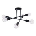 Plafonnier semi-encastré moderne industriel linéaire à 6 lumières en forme de branche Spoutnik