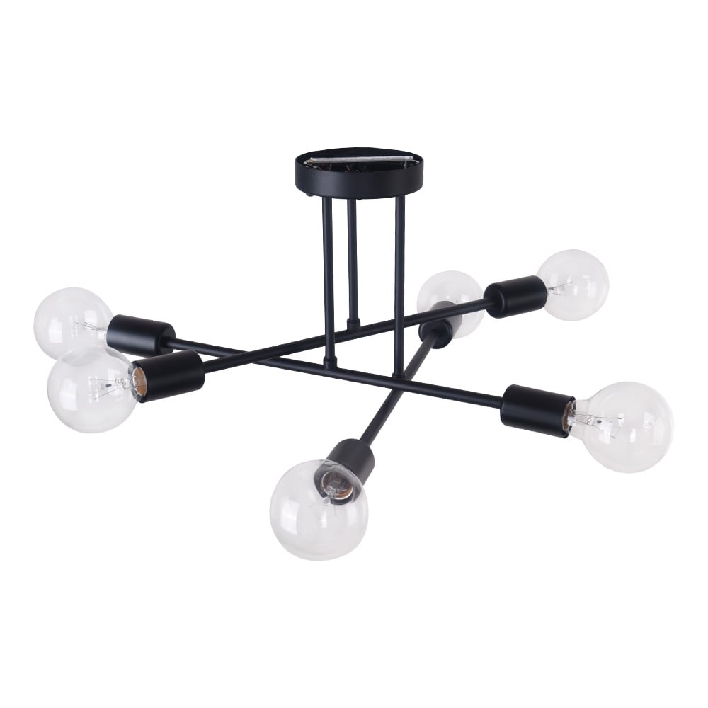 Plafonnier semi-encastré moderne industriel linéaire à 6 lumières en forme de branche Spoutnik