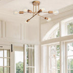 Plafonnier semi-encastré moderne industriel linéaire à 6 lumières en forme de branche Spoutnik