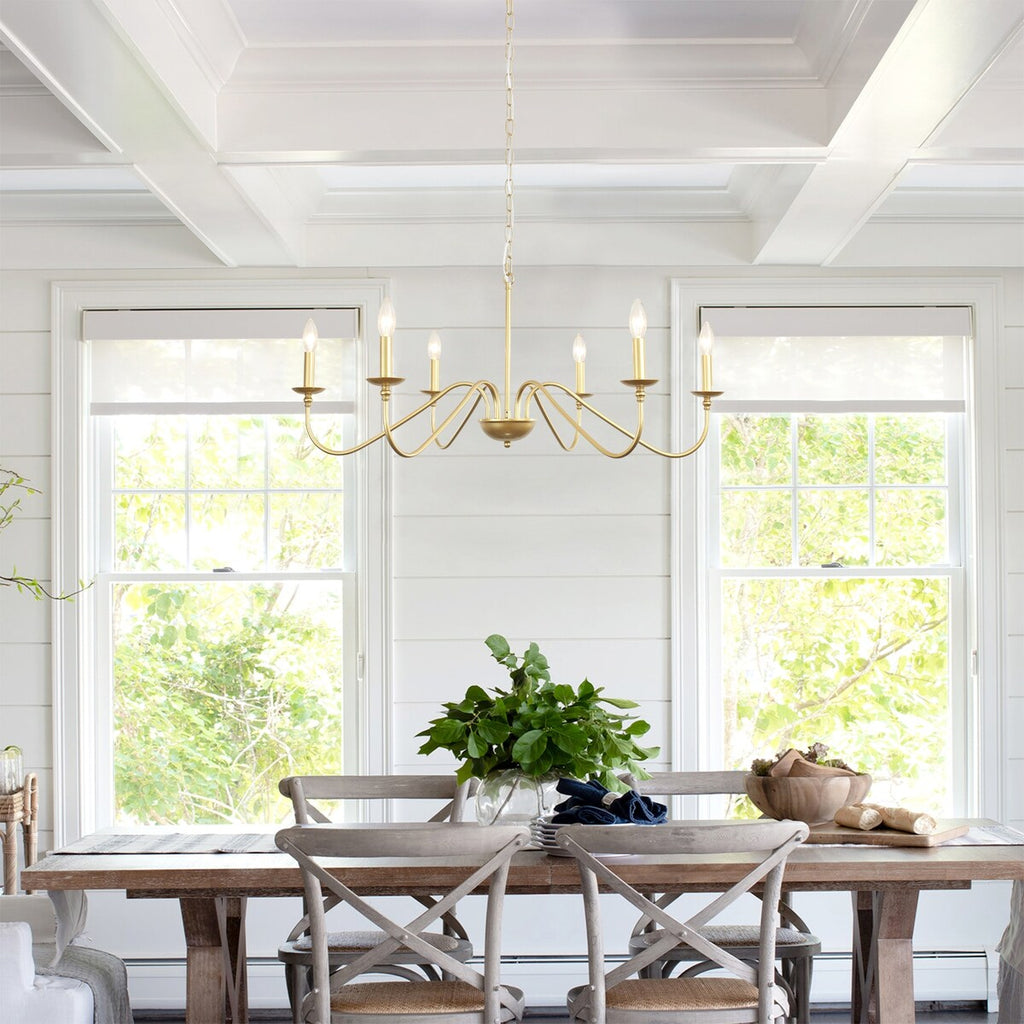 Lustre rustique à 6 bougies, lustre traditionnel, plafonnier en métal pour salle à manger, salon, chambre à coucher, cuisine
