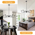 Lustre rustique à 6 bougies, lustre traditionnel, plafonnier en métal pour salle à manger, salon, chambre à coucher, cuisine