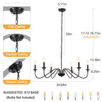 Lustre rustique à 6 bougies, lustre traditionnel, plafonnier en métal pour salle à manger, salon, chambre à coucher, cuisine