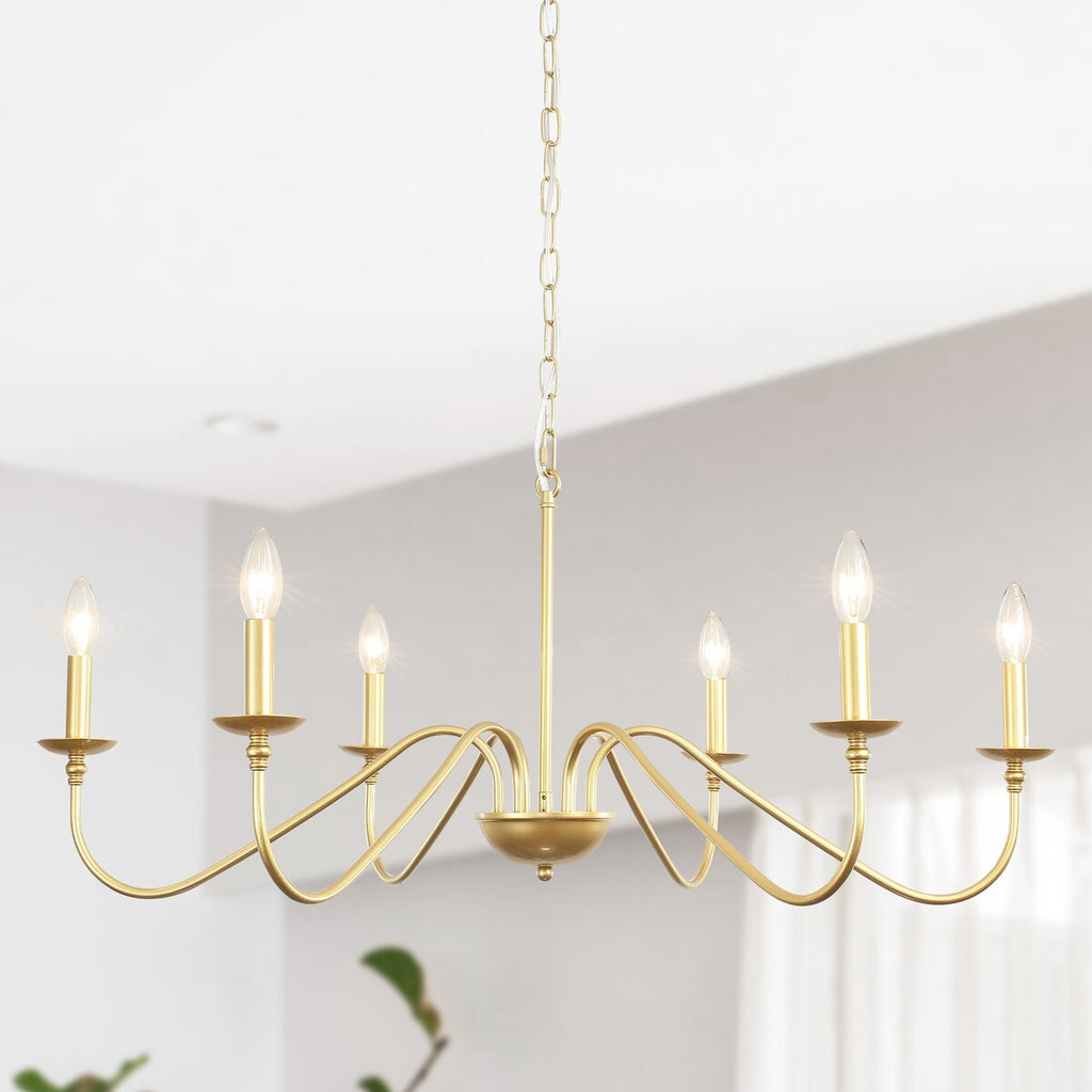 Lustre rustique à 6 bougies, lustre traditionnel, plafonnier en métal pour salle à manger, salon, chambre à coucher, cuisine