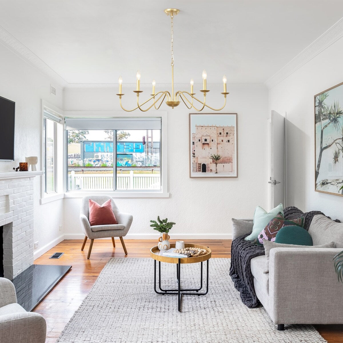 Lustre rustique à 6 bougies, lustre traditionnel, plafonnier en métal pour salle à manger, salon, chambre à coucher, cuisine
