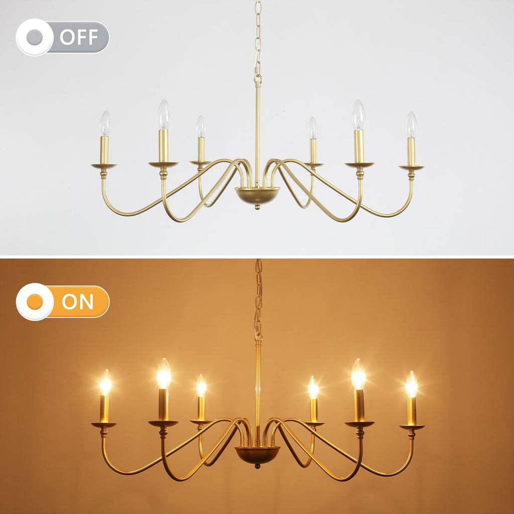 Lustre rustique à 6 bougies, lustre traditionnel, plafonnier en métal pour salle à manger, salon, chambre à coucher, cuisine