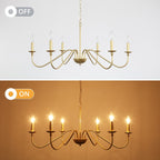 Lustre rustique à 6 bougies, lustre traditionnel, plafonnier en métal pour salle à manger, salon, chambre à coucher, cuisine