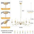 Lustre rustique à 6 bougies, lustre traditionnel, plafonnier en métal pour salle à manger, salon, chambre à coucher, cuisine