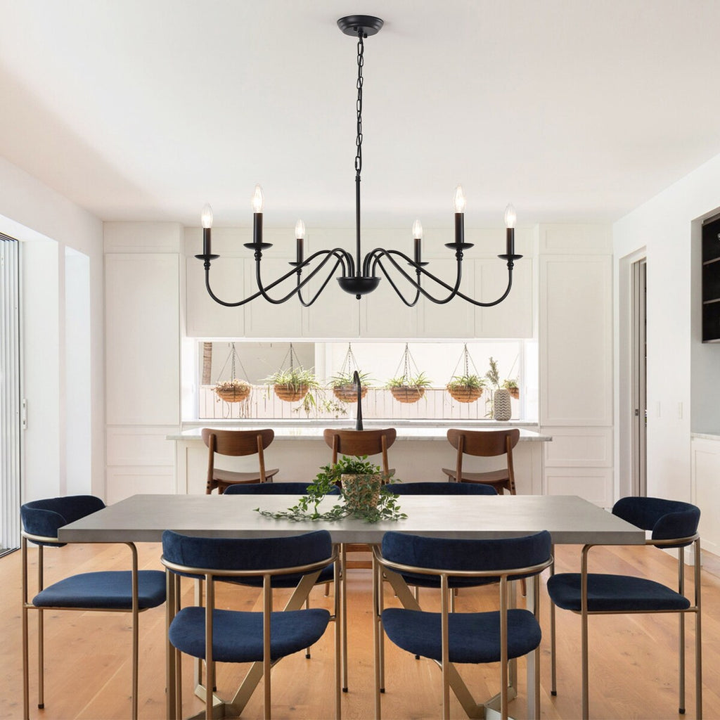 Lustre rustique à 6 bougies, lustre traditionnel, plafonnier en métal pour salle à manger, salon, chambre à coucher, cuisine