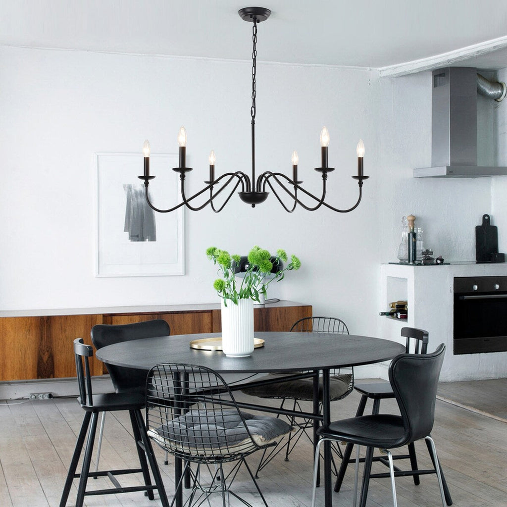 Lustre rustique à 6 bougies, lustre traditionnel, plafonnier en métal pour salle à manger, salon, chambre à coucher, cuisine