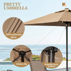 Ensemble de salle à manger d'extérieur 6 pièces avec 4 chaises pliantes, table en verre et parasol sans base - Voir les détails