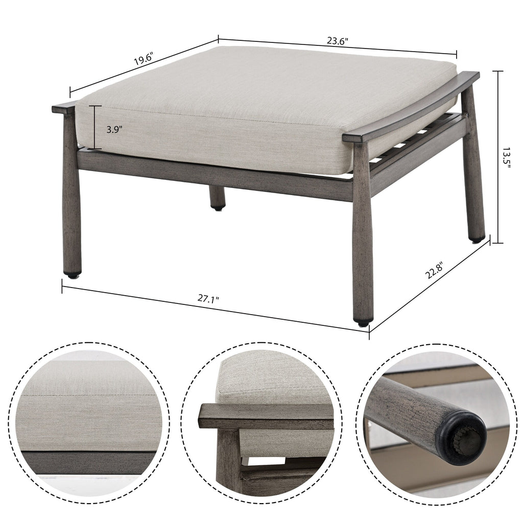 Ensemble de salon de jardin en aluminium pour 6 personnes avec 2 chaises pivotantes, un canapé d'extérieur 3 places et une table basse