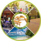 Ensemble de pique-nique d'extérieur en bois pour 6 personnes, table à manger avec bancs et trou pour parasol – 160 x 160 x 70 cm (L x l x H)