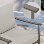 Ensemble de salon de jardin en aluminium 6 pièces, canapé d'extérieur 3 places avec poufs et table basse