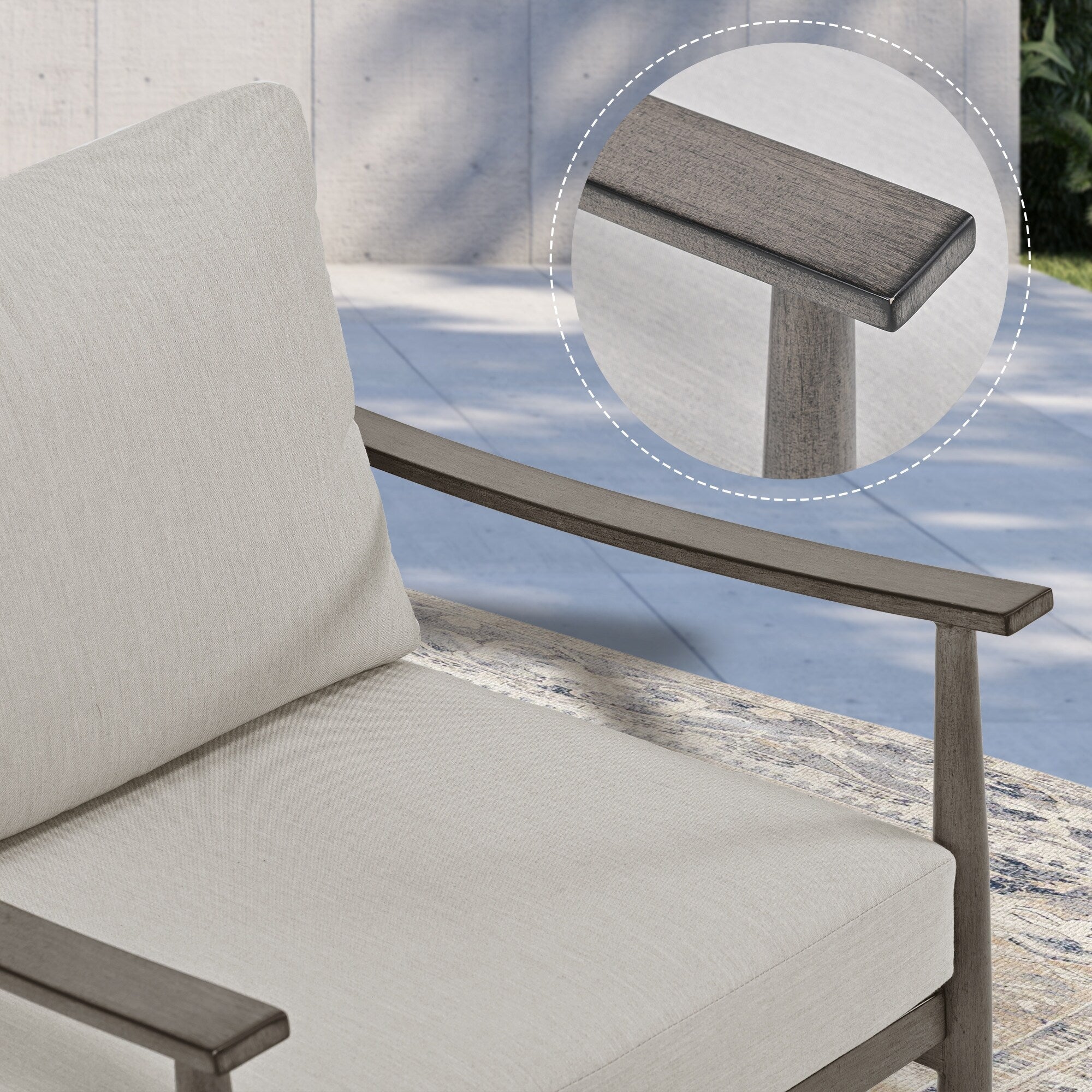 Ensemble de salon de jardin en aluminium 6 pièces, canapé d'extérieur 3 places avec poufs et table basse