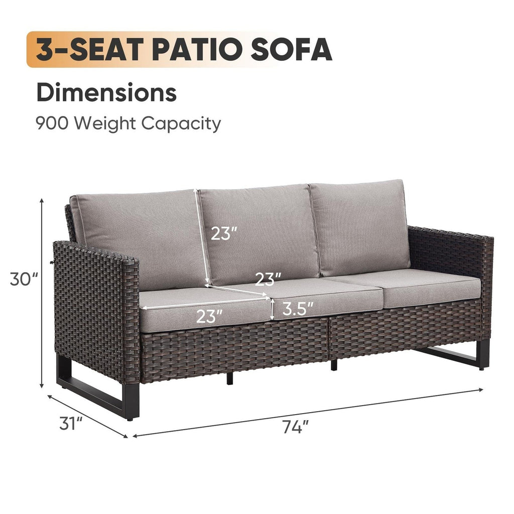 Ensemble de canapé d'extérieur 6 pièces avec chaise et pouf