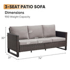 Ensemble de canapé d'extérieur 6 pièces avec chaise et pouf