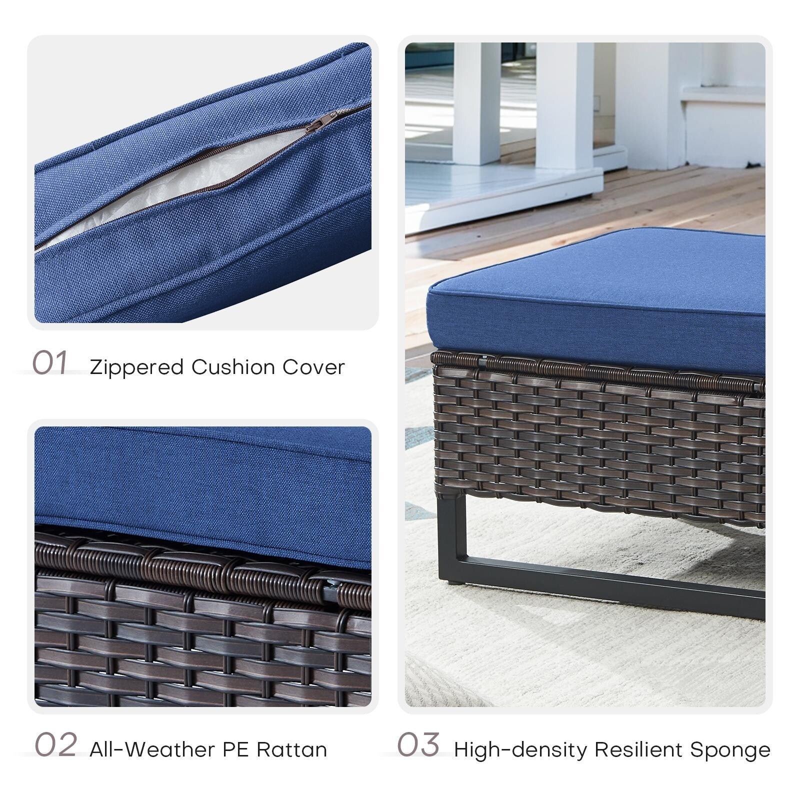 Ensemble de canapé d'extérieur 6 pièces avec chaise et pouf