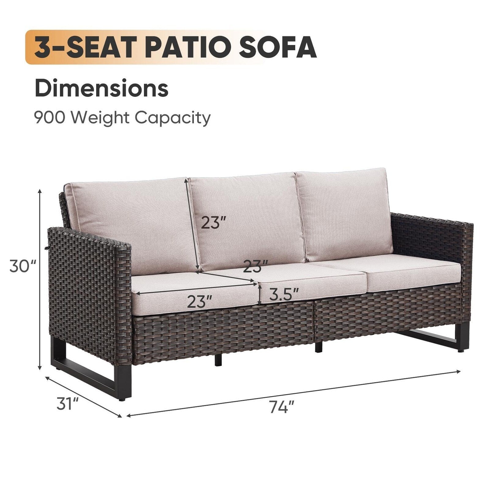 Ensemble de canapé d'extérieur 6 pièces avec chaise et pouf