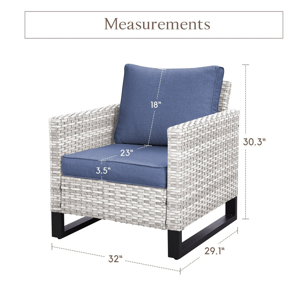 Ensemble de canapé d'extérieur 6 pièces avec chaise et pouf