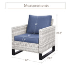 Ensemble de canapé d'extérieur 6 pièces avec chaise et pouf