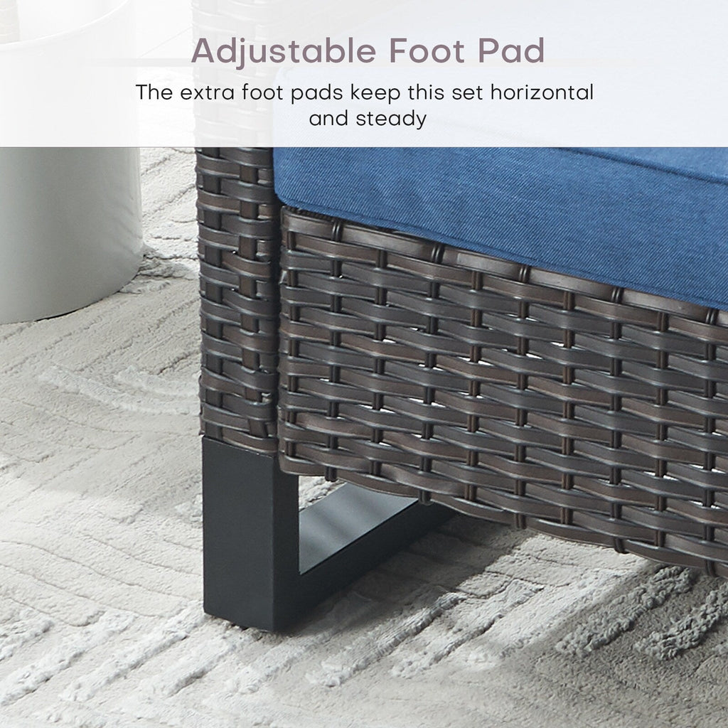 Ensemble de canapé d'extérieur 6 pièces avec chaise et pouf