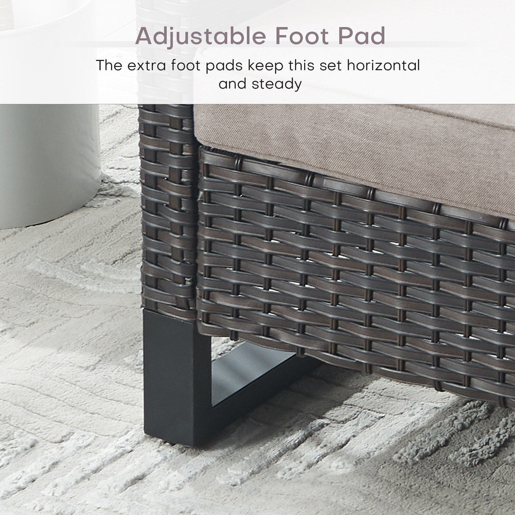 Ensemble de canapé d'extérieur 6 pièces avec chaise et pouf