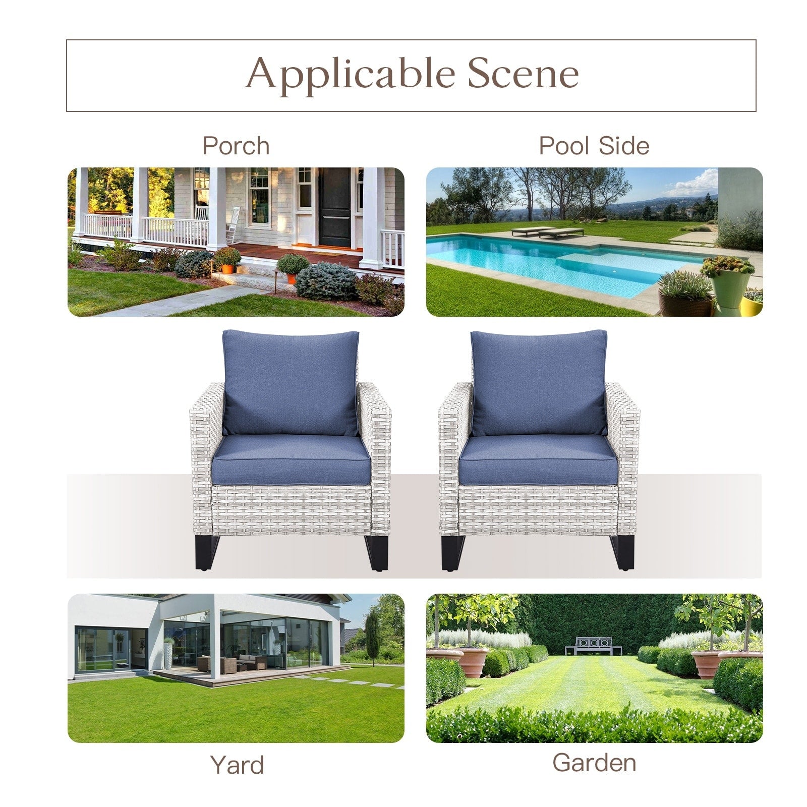 Ensemble de canapé d'extérieur 6 pièces avec chaise et pouf