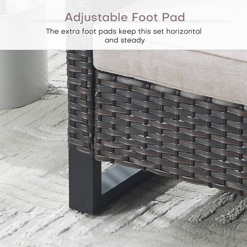 Ensemble de canapé d'extérieur 6 pièces avec chaise et pouf