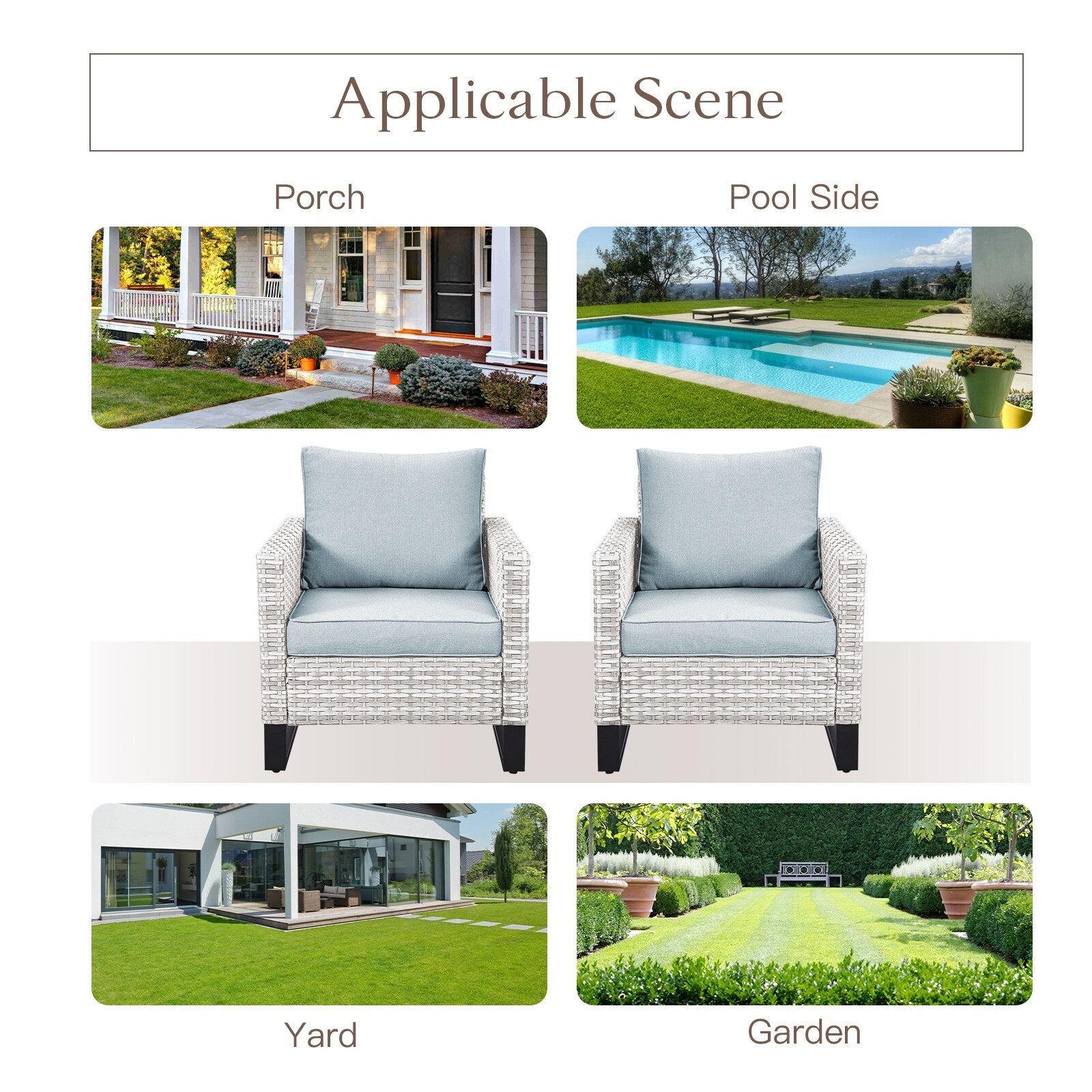 Ensemble de canapé d'extérieur 6 pièces avec chaise et pouf