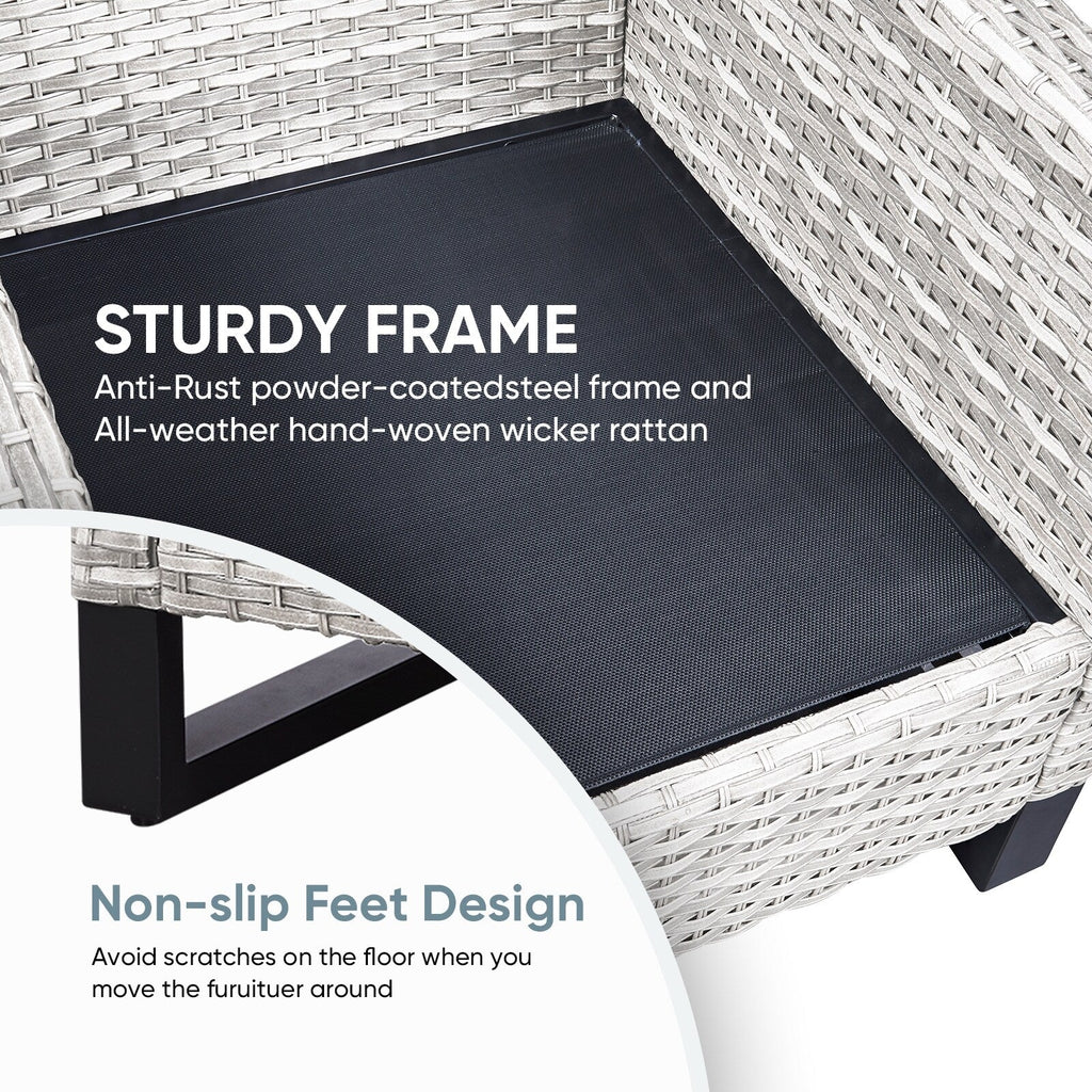 Ensemble de canapé d'extérieur 6 pièces avec chaise et pouf