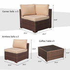 Ensemble de canapés d'extérieur sectionnels en osier 6 pièces avec coussins