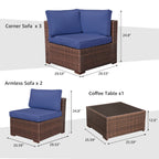 Ensemble de canapés d'extérieur sectionnels en osier 6 pièces avec coussins